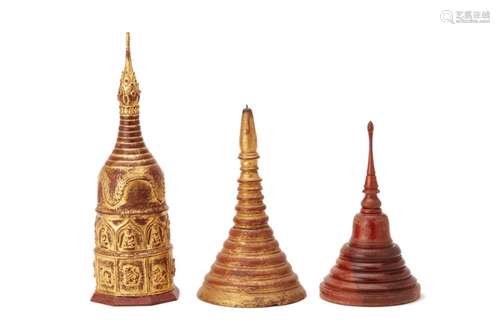 THREE SMALL BURMESE STUPAS