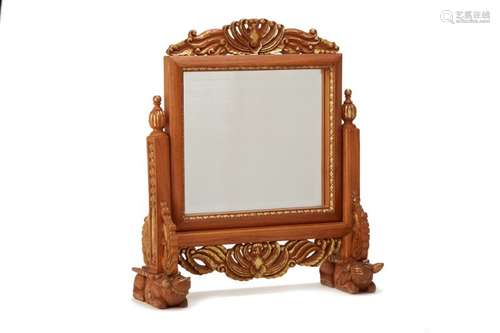 A PERANAKAN STYLE GILT WOOD DRESSING MIRROR