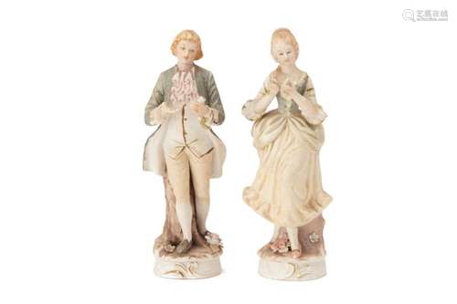 TWO EUROPEAN BISCUIT PORCELAIN FIGURES