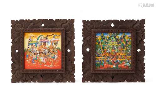 KETUT SOKI (INDONESIAN, XXTH CENTURY) - TWO BALINESE SCENES