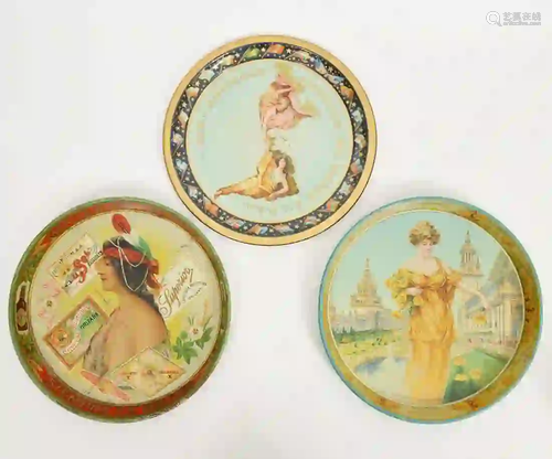 Three Early 20th Beer Ad Tin Serving Trays