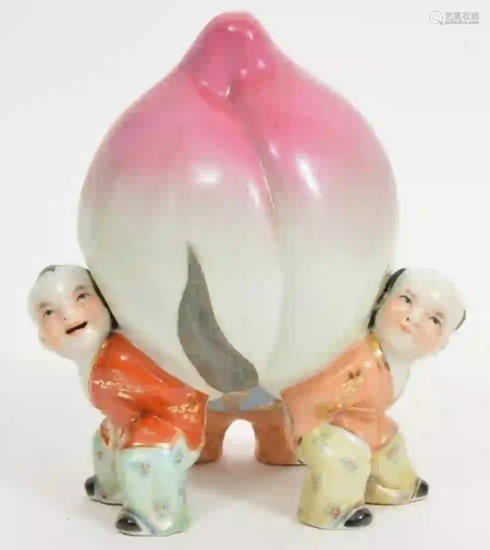 Chinese Porcelain Figure of Children Holding Peach