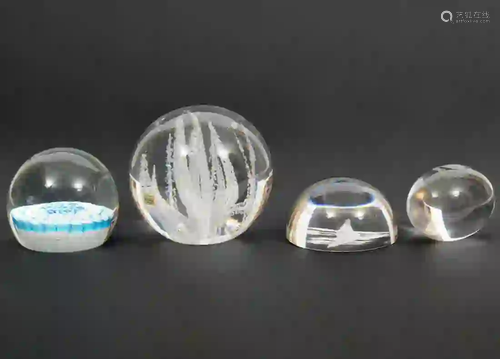 4 Assorted Glass Paperweights