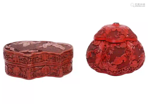 Two Chinese Carved Cinnabar Lacquer Boxes