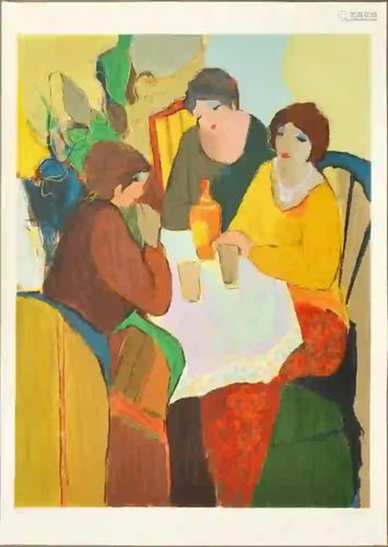 Itzchak Tarkay Cafe Scene Lithograph