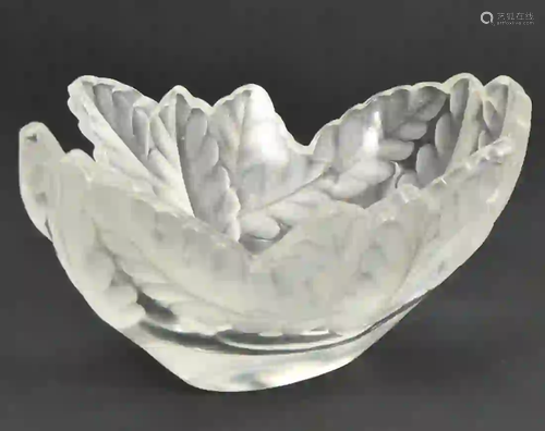 Lalique Frosted Leaf Pattern Candy Dish