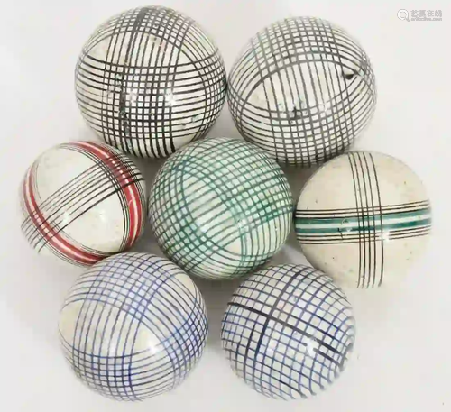 Set of 7 Scottish Porcelain Carpet Balls