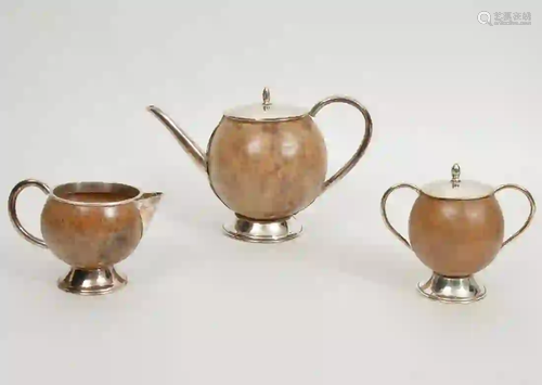 3-Piece Coconut Shell Tea Set