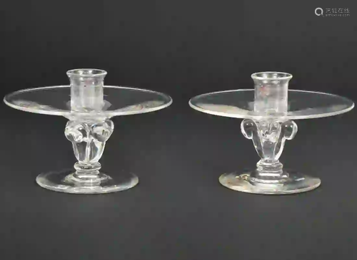 Steuben Art Glass Candlesticks