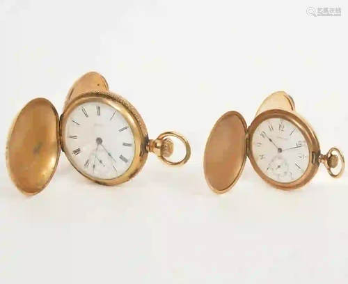 Two 14K Gold Filled Engraved Pocket Watches