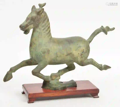 Chinese Bronze Horse on Custom Wood Base