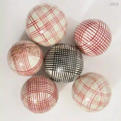 Set of 6 Scottish Porcelain Carpet Balls