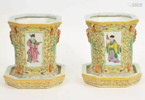 Pair of Chinese Famille Rose Planters