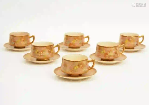 6 Japanese Satsuma Cups & 6 Saucers