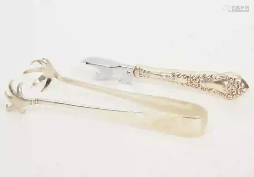 Sterling Silver Sugar Tongs & Bottle Opener