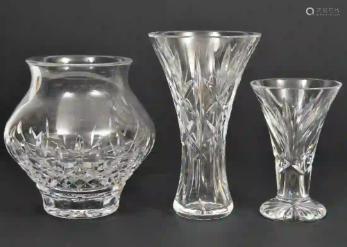 Three Waterford Crystal Lismore Vases