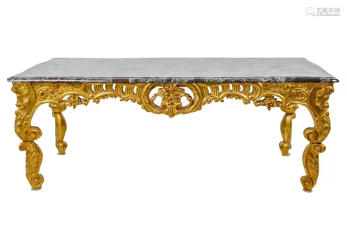 ROCOCO-STYLE MARBLE-TOP GILTWOOD COFFEE TABLE