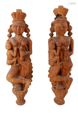 PAIR OF SOUTHEAST ASIAN WOOD CARVINGS