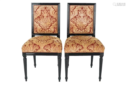 PAIR OF NEOCLASSIC EBONIZED SIDE CHAIRS