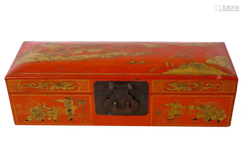 CHINESE RED & GILT LACQUERED BOX