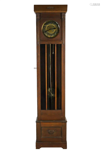 GERMAN OAK TALL CASE CLOCK