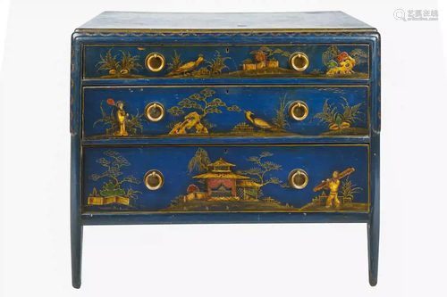 ENGLISH JAPANNED CHEST OF DRAWERS