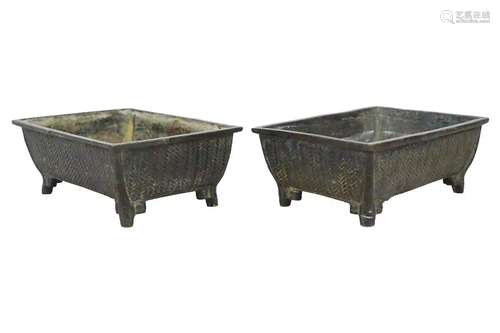 PAIR OF JAPANESE BRONZE PLANTERS