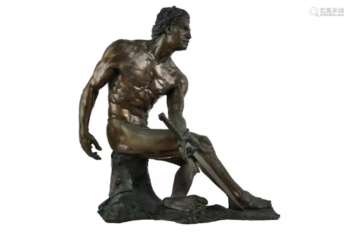 JASPER D'AMBROSI: SEATED MALE FIGURE