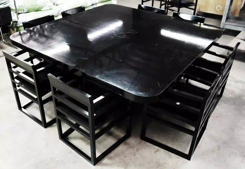 JOSEF HOFFMANN-STYLE EBONIZED WOOD DINING SET