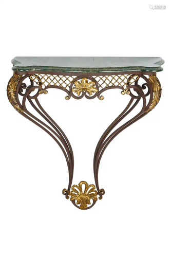 MARBLE, IRON, & GILT METAL CONSOLE