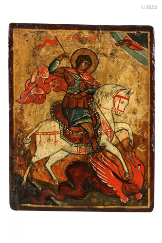 POLYCHROME-PAINTED WOOD ICON