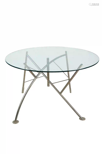 MODERN CHROME BASE DINING TABLE