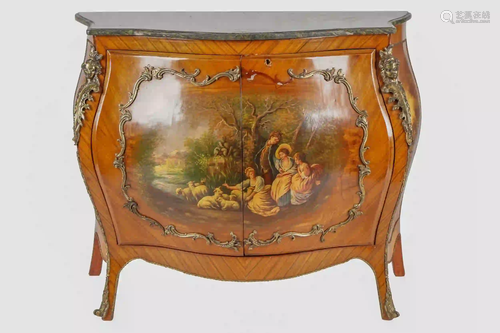 LOUIS XV STYLE PAINTED MARBLE-TOP COMMODE