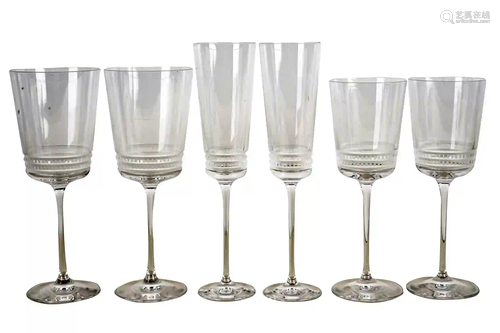 LALIQUE CUT & FROSTED GLASS STEMWARE SERVICE