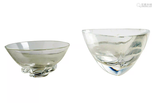 TWO GLASS BOWLS: KOSTA BODA & STEUBEN