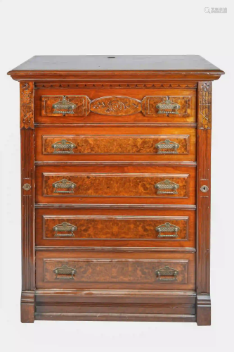 EASTLAKE WALNUT LOCKSIDE CHEST