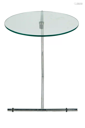 MODERN CHROME & GLASS LAMP TABLE