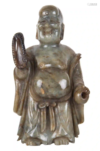 CHINESE CARVED GREEN STONE FIGURE