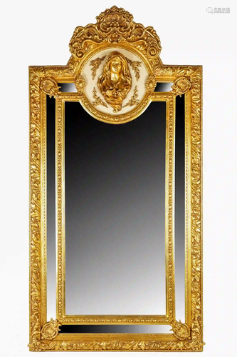 FRENCH CARVED & GILT WOOD WALL MIRROR