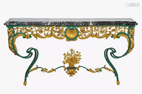 IRON & PARCEL GILT WALL CONSOLE