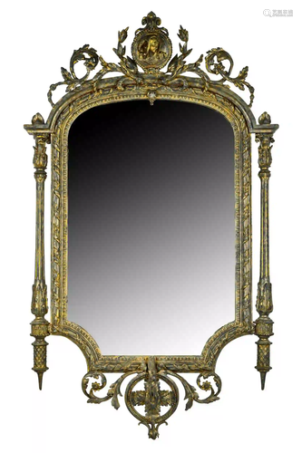 FRENCH NEOCLASSIC GILT & CARVED MIRROR