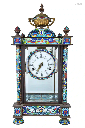 CHINESE CHAMPLEVE ENAMEL MANTEL CLOCK