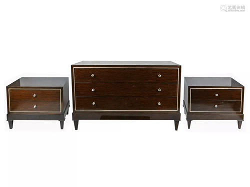 CONTEMPORARY CHEST & PAIR OF NIGHT STANDS