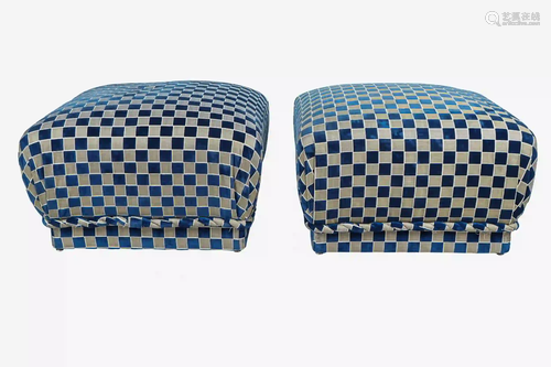 PAIR CONTEMPORARY UPHOLSTERED OTTOMANS