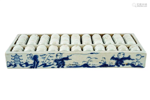 CHINESE BLUE & WHITE PORCELAIN ABACUS