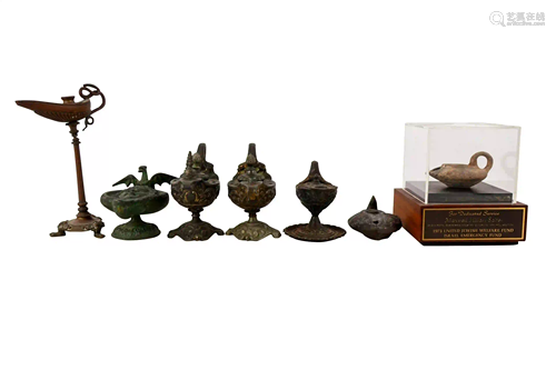 COLLECTION OF SEVEN OIL LAMPS