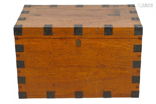 IRON-BOUND OAK FLATWARE CHEST