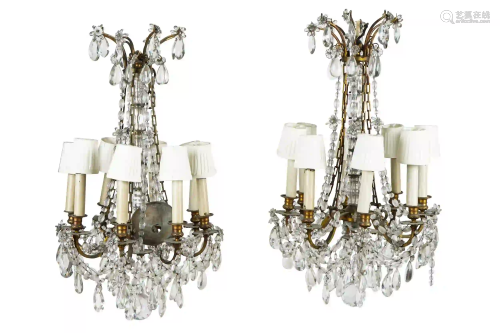 PAIR OF EIGHT-LIGHT CRYSTAL CHANDELIERS