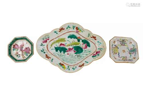 THREE ASSORTED CHINESE PORCELAIN DISHES