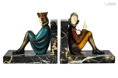 ROLAND PARIS (1894 - 1945): PAIR FIGURAL BOOKENDS